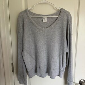 Aerie Light Gray V-Neck Sweater